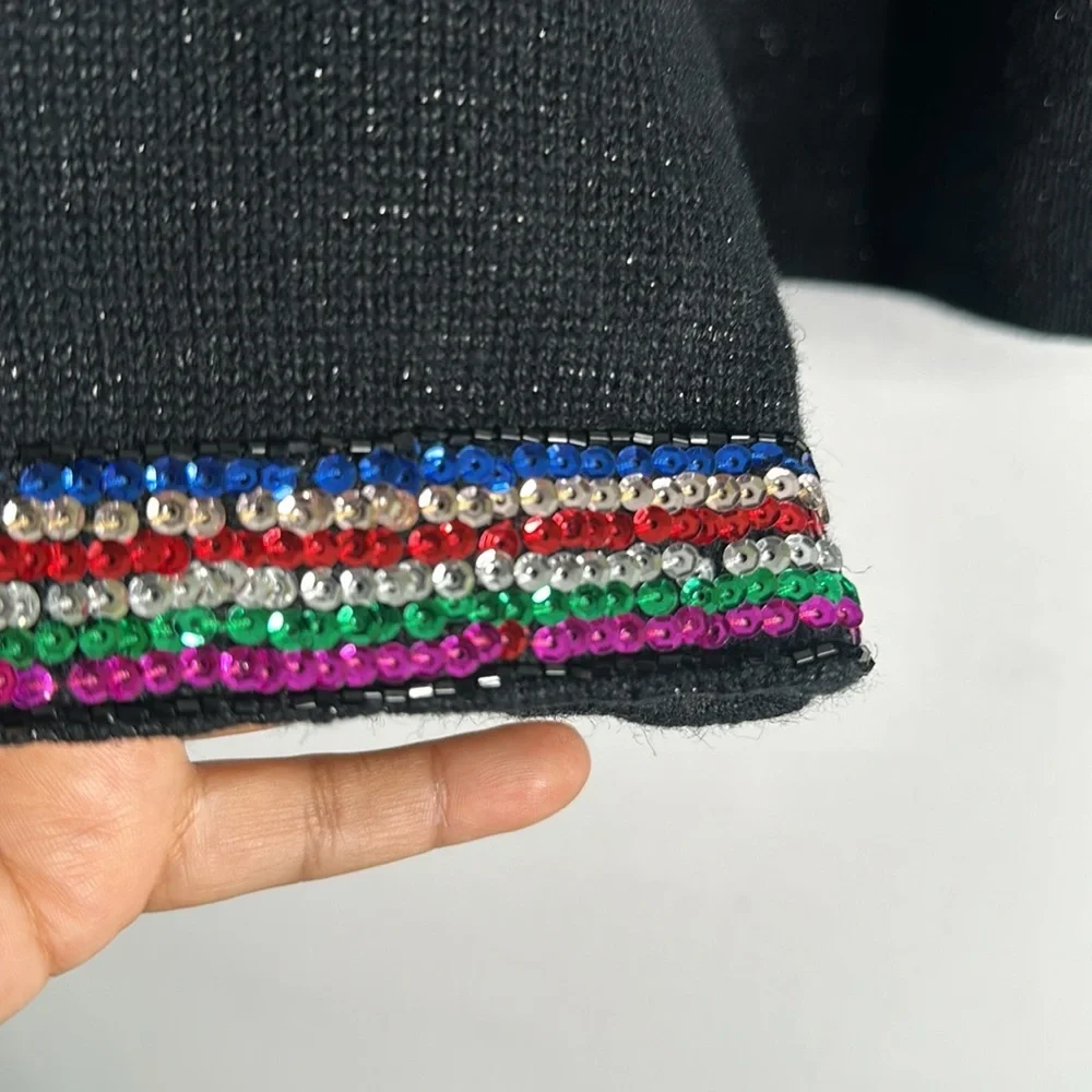 Design options Philip& Jane Gordon black sweater multi sequins vintage size xL